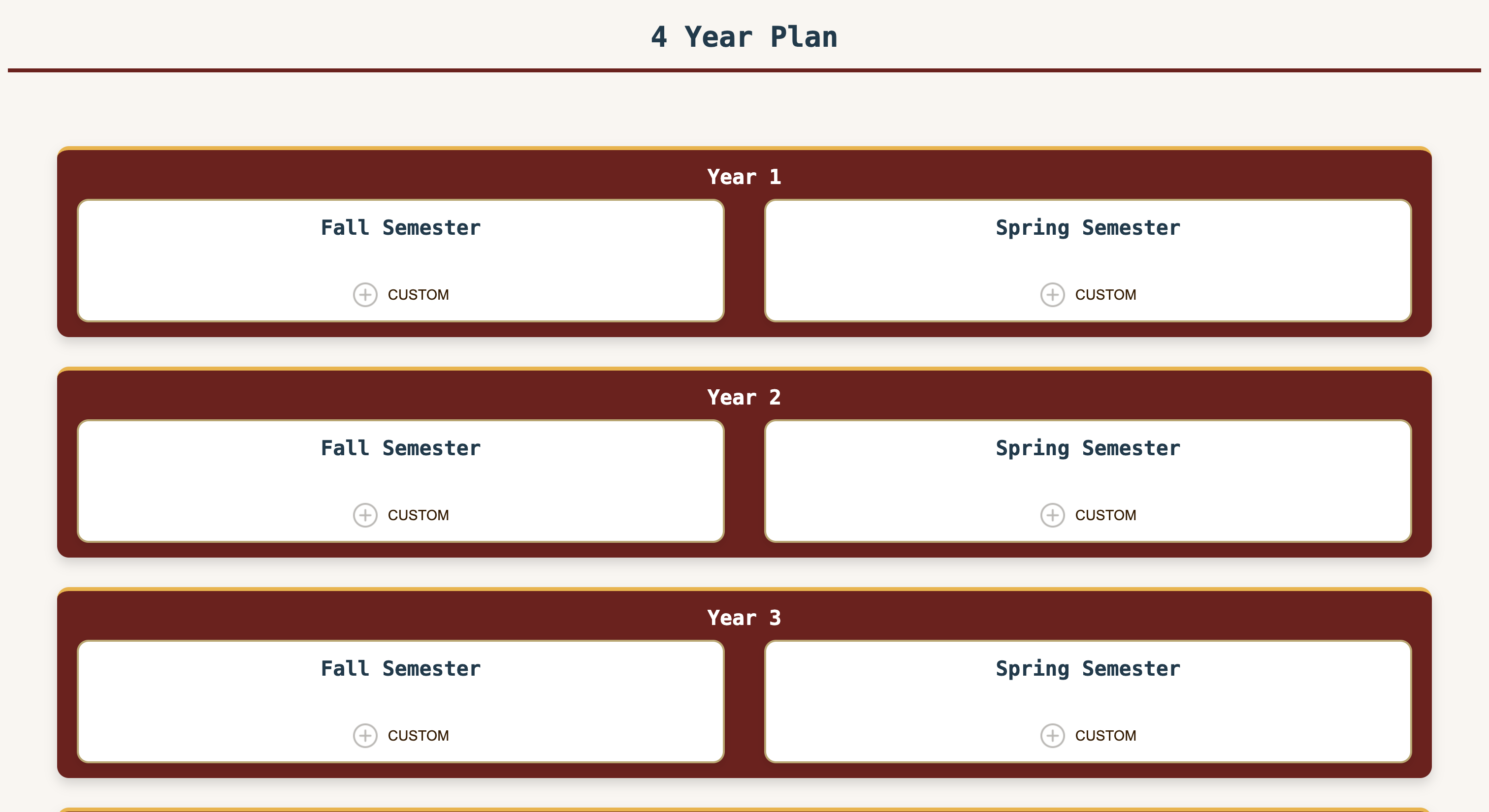 college schedule screenshot