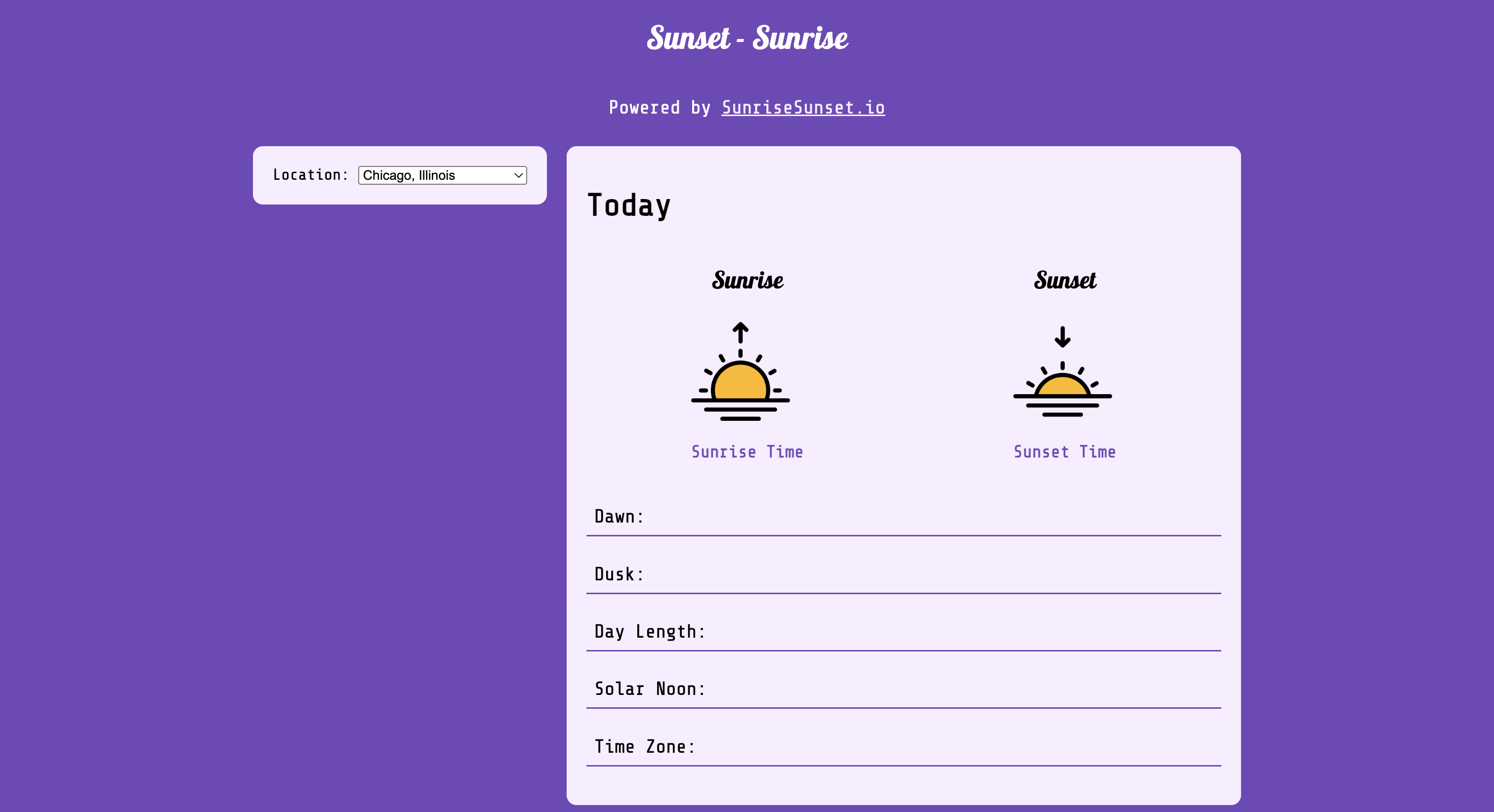 sunset-sunrise screenshot